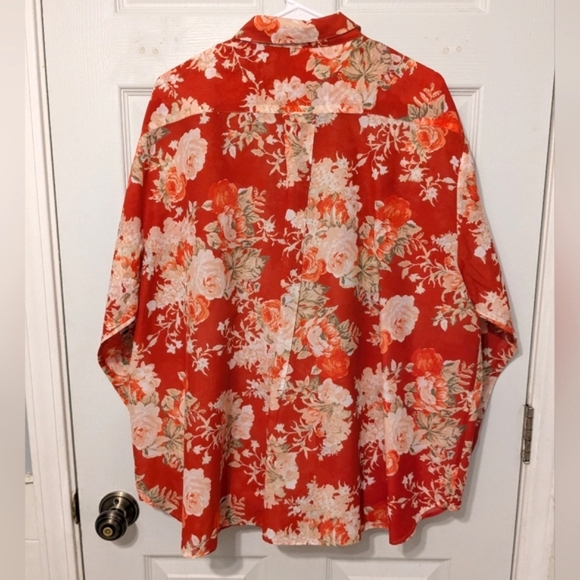 Sezane "Max" Button Down Shirt in Red Floral Size 48 - Picture 4 of 7